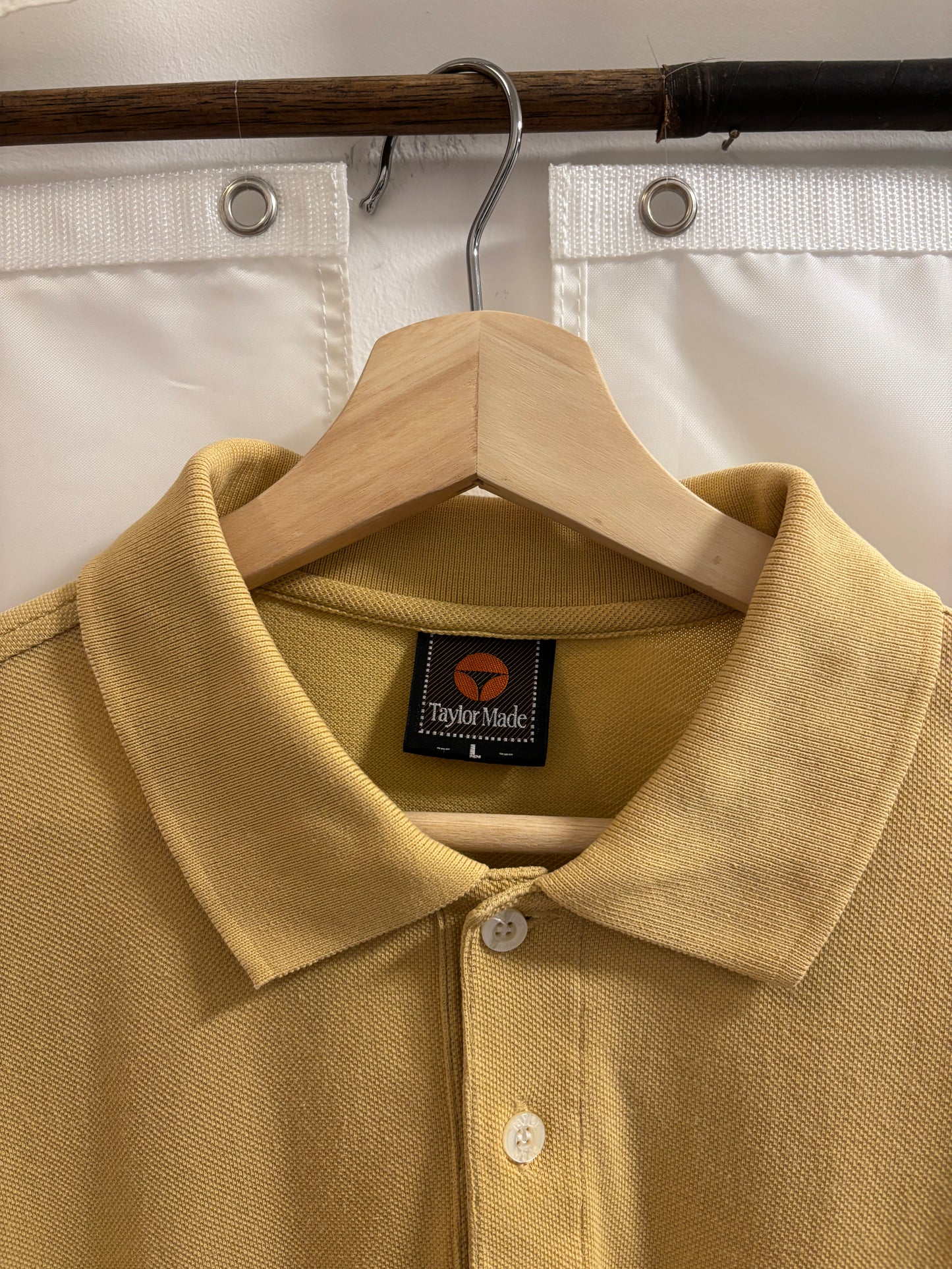 1990s Vintage Taylormade Script Logo Polo Yellow