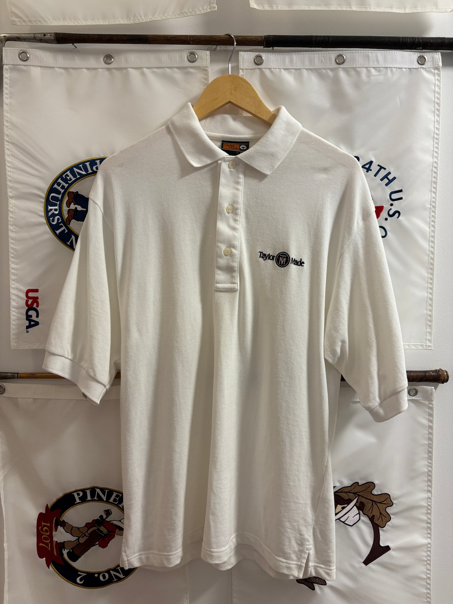 1990s Vintage Taylormade Script TM Circle Logo Polo White