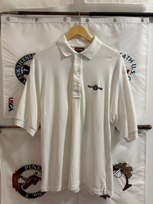 1990s Vintage Taylormade Script TM Circle Logo Polo White