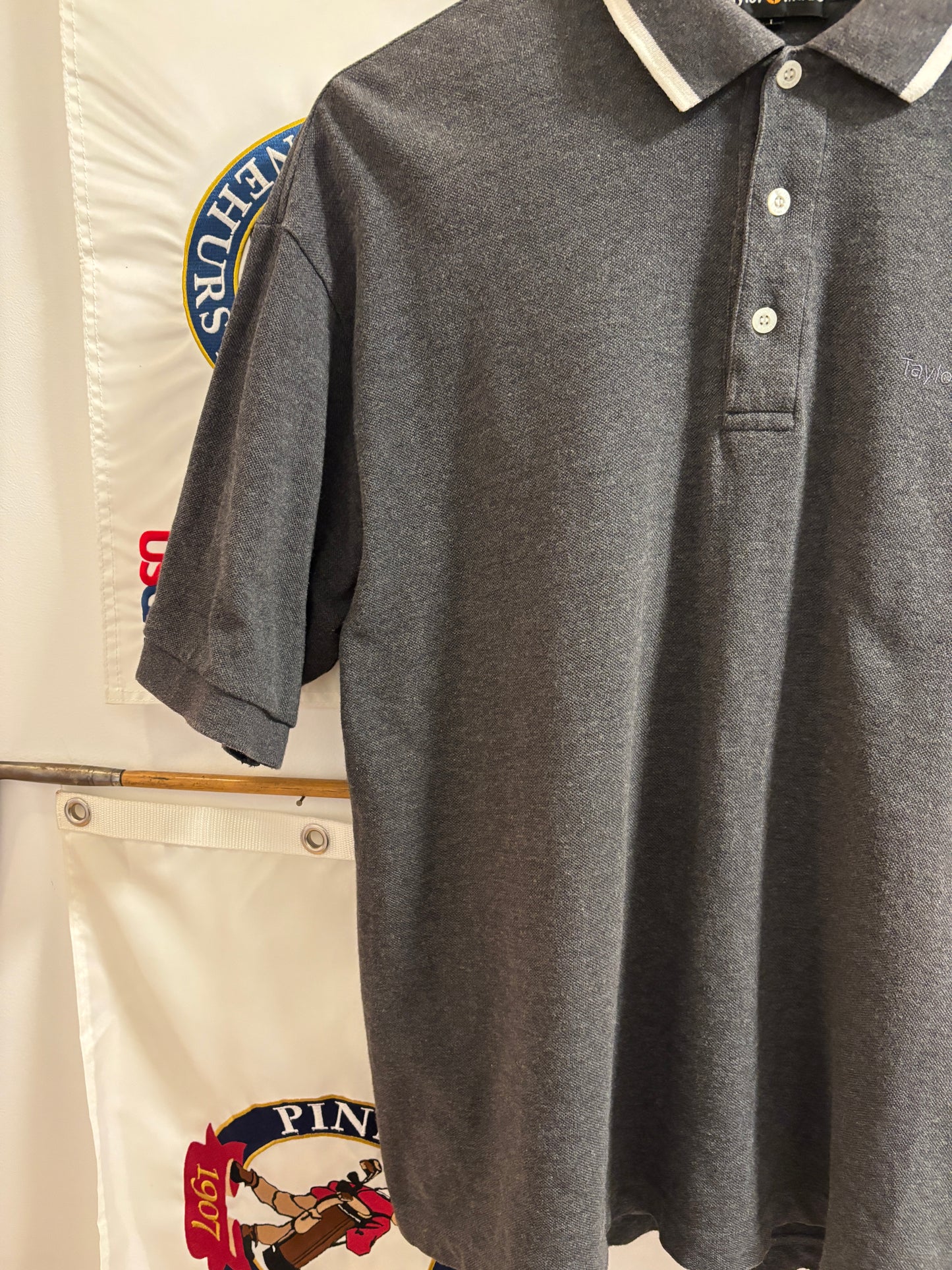 1990s Vintage Taylormade Script Logo Polo Gray