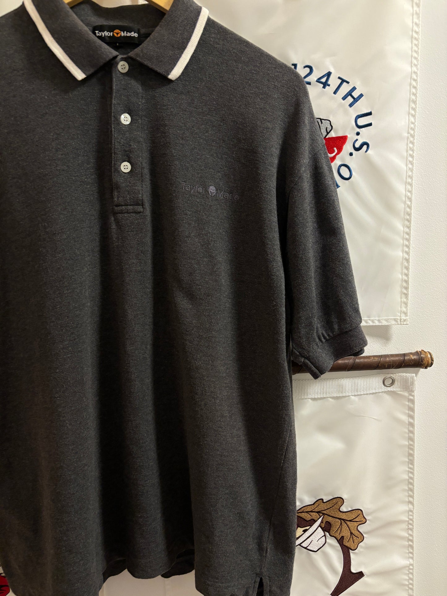 1990s Vintage Taylormade Script Logo Polo Gray