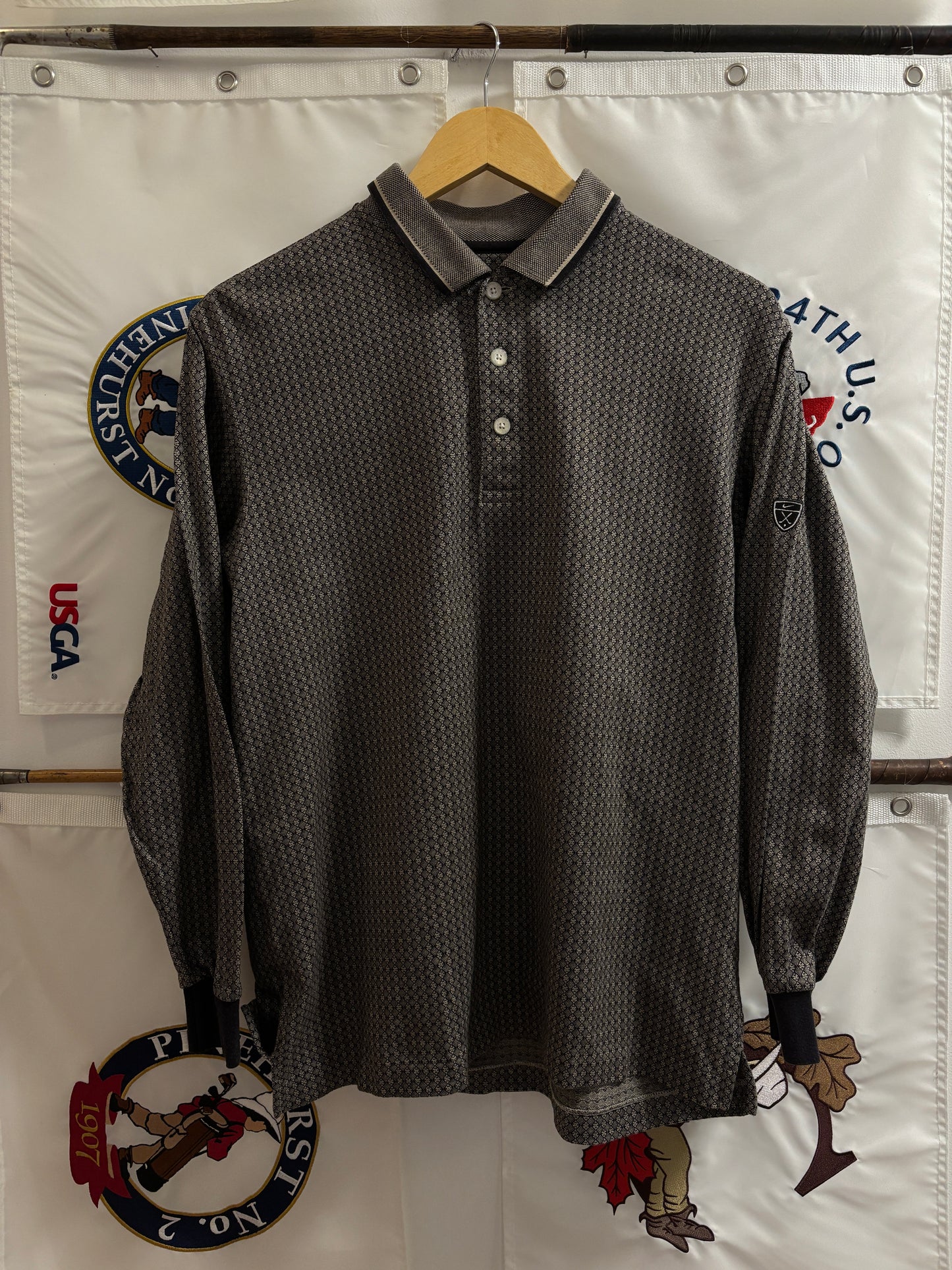 1990s Vintage Nike Golf All Over Pattern LongSleeve Polo
