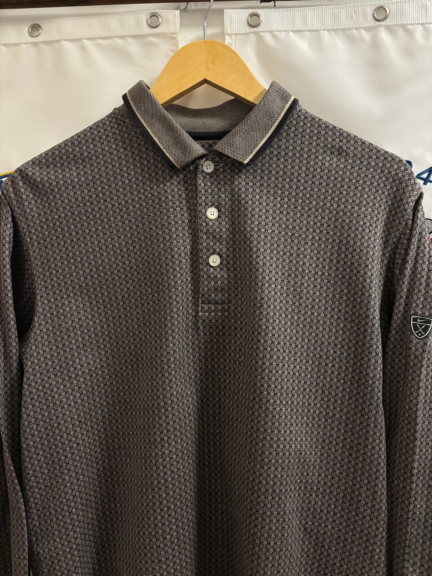 1990s Vintage Nike Golf All Over Pattern LongSleeve Polo