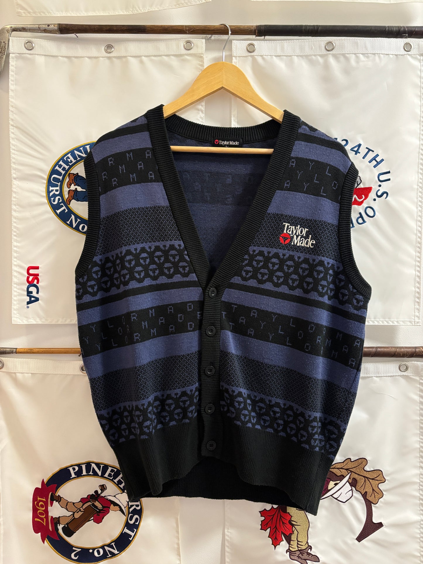 1990s Vintage Taylormade Classic Logo Knitted Sweater Vest