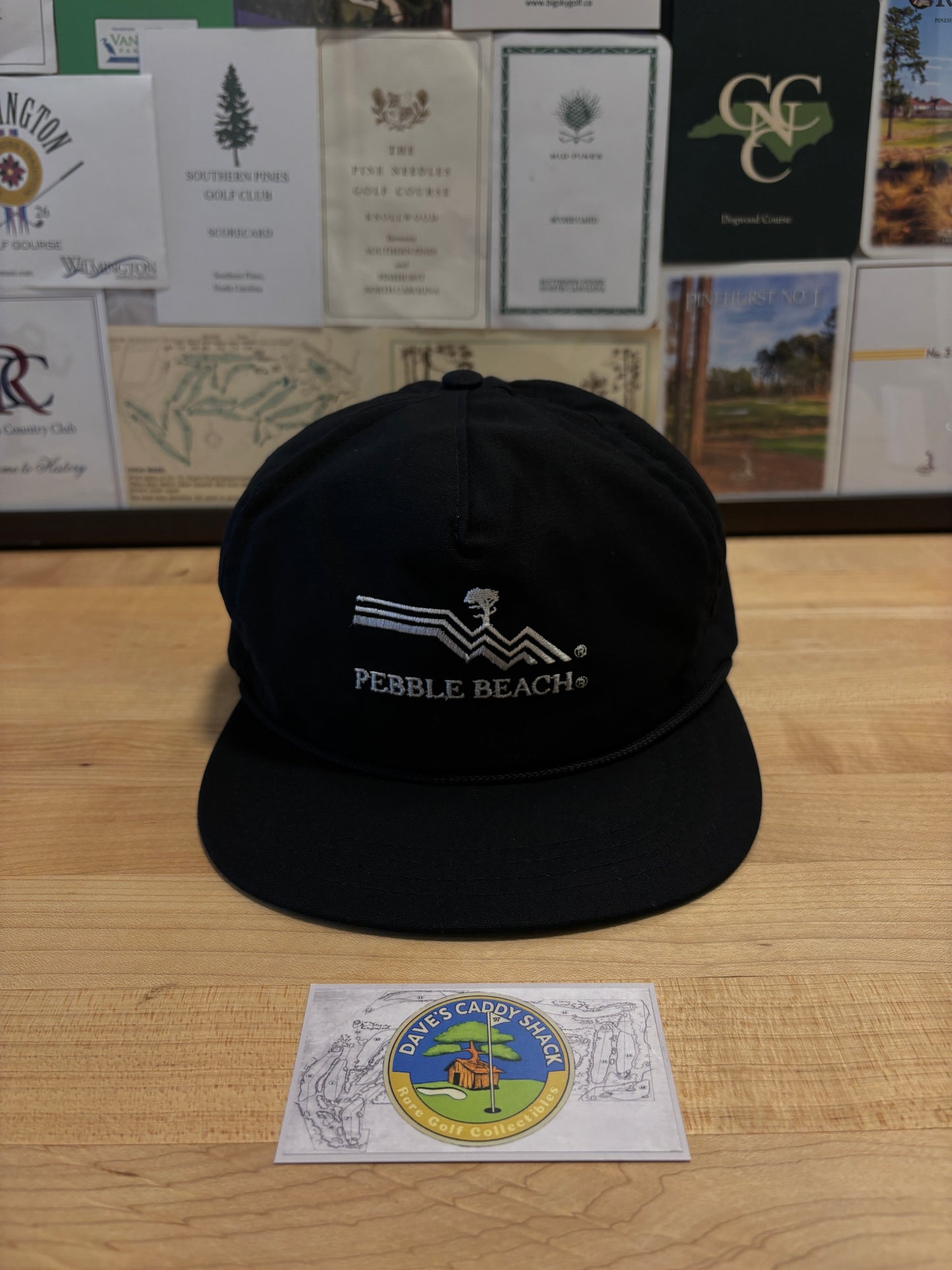 1990s Vintage Pebble Beach Logo Hat Black/White