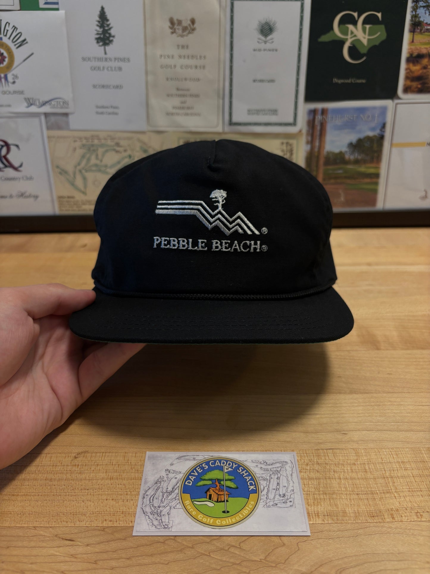 1990s Vintage Pebble Beach Logo Hat Black/White