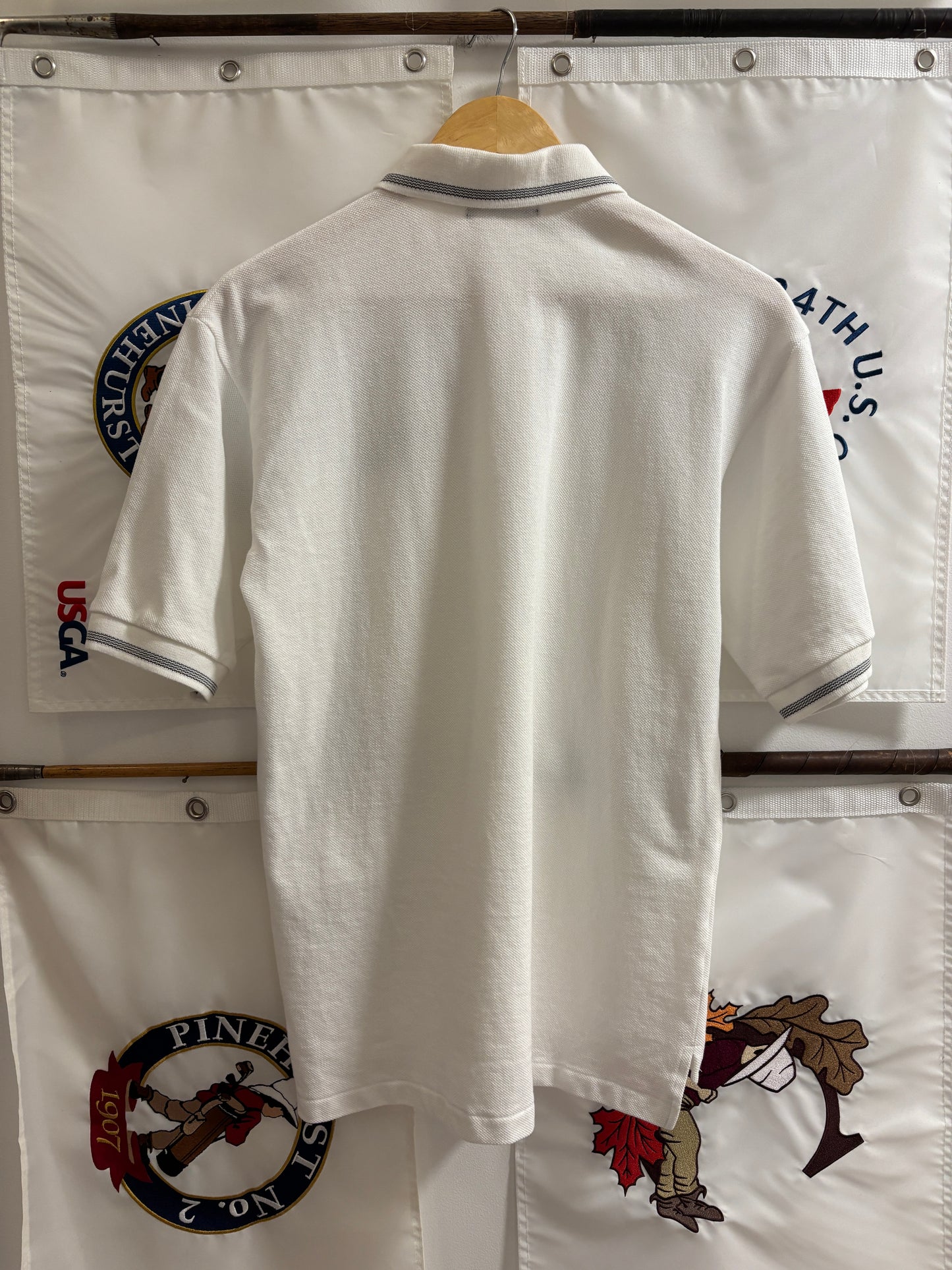 1990s Vintage Taylormade Classic Logo Pinstripe Polo White