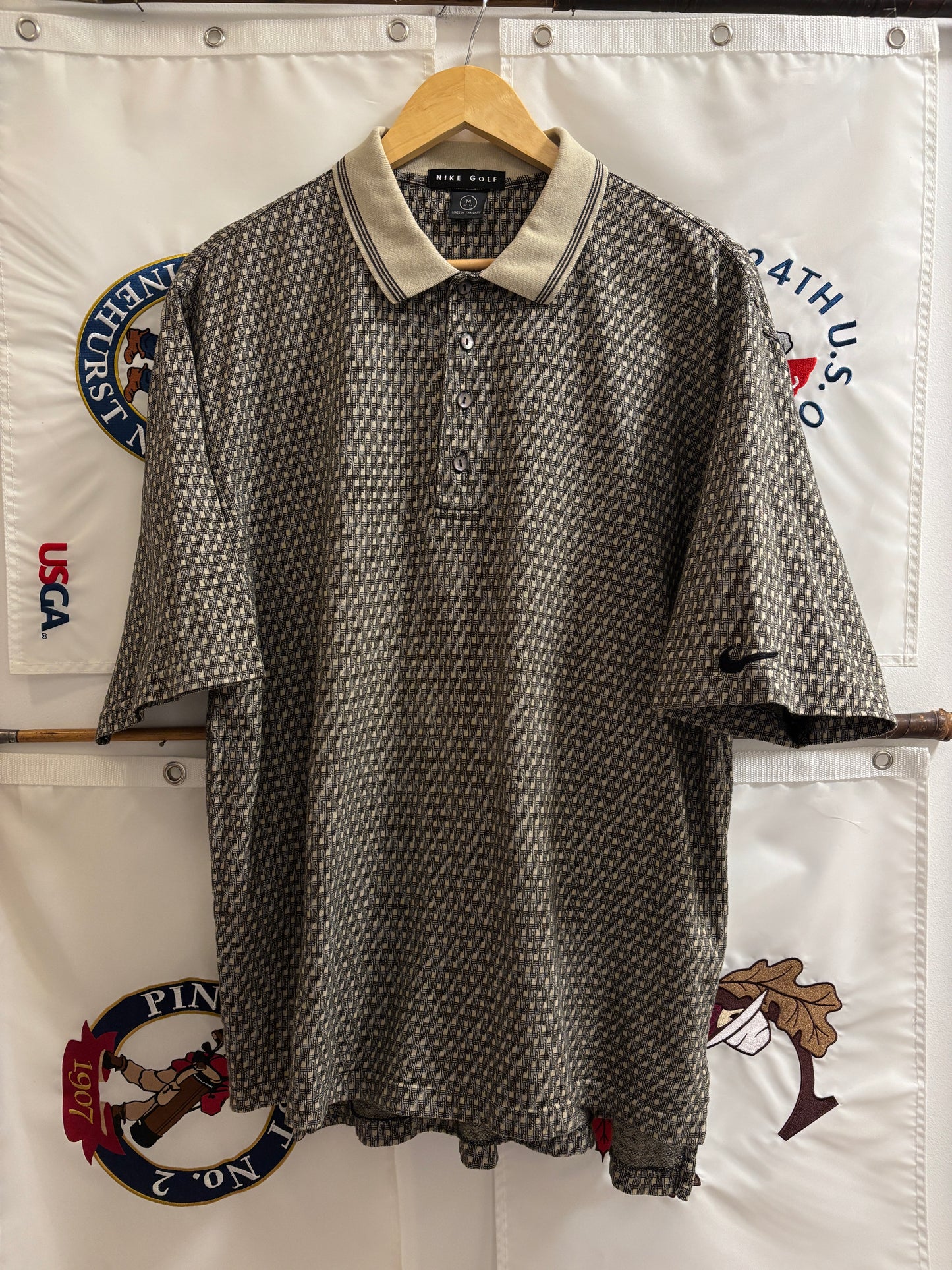 1990s Vintage Nike Golf All Over Arm Swoosh Logo Polo