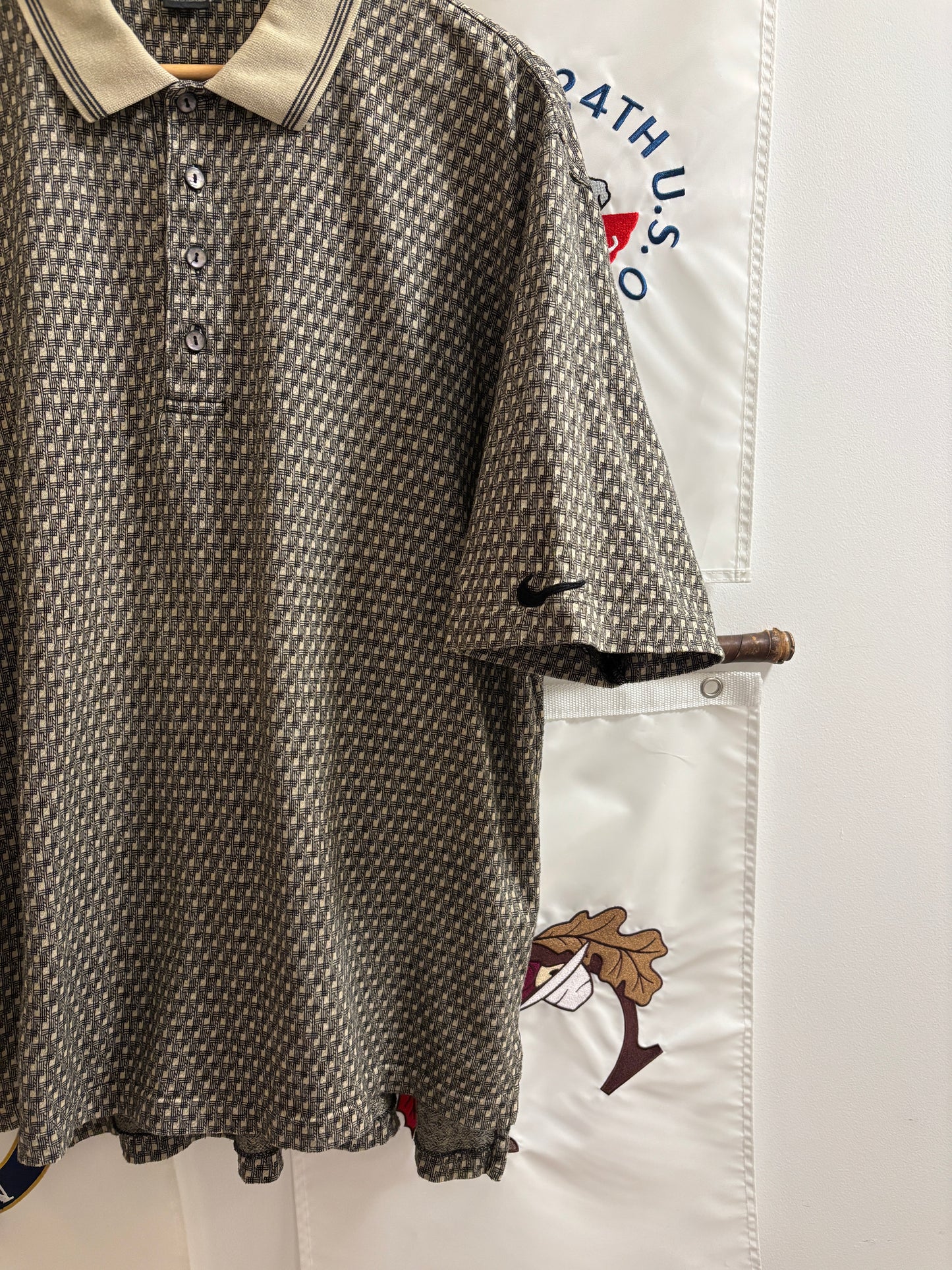 1990s Vintage Nike Golf All Over Arm Swoosh Logo Polo