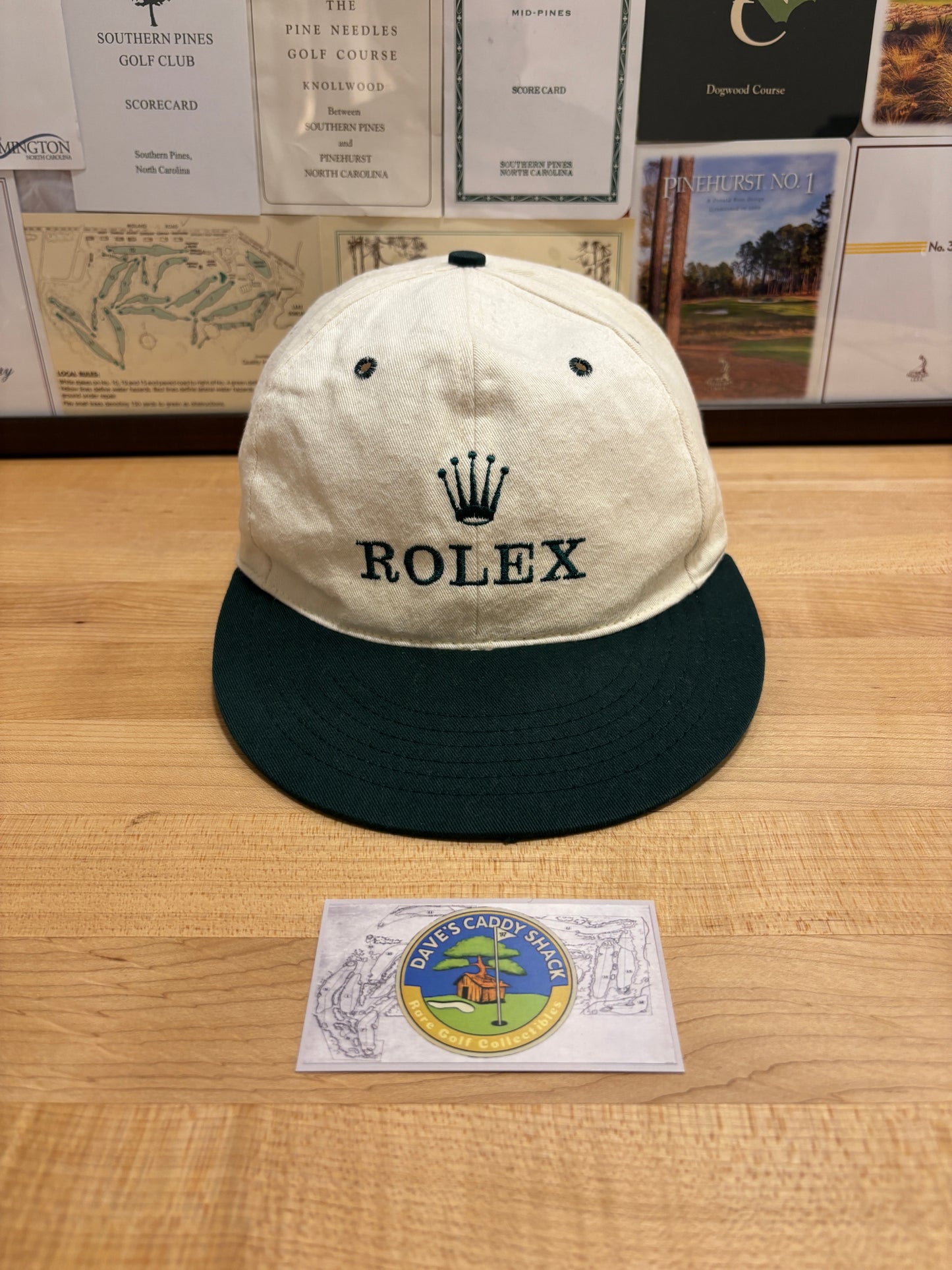1990s Vintage Rolex Texace Golf Hat Cream/Black