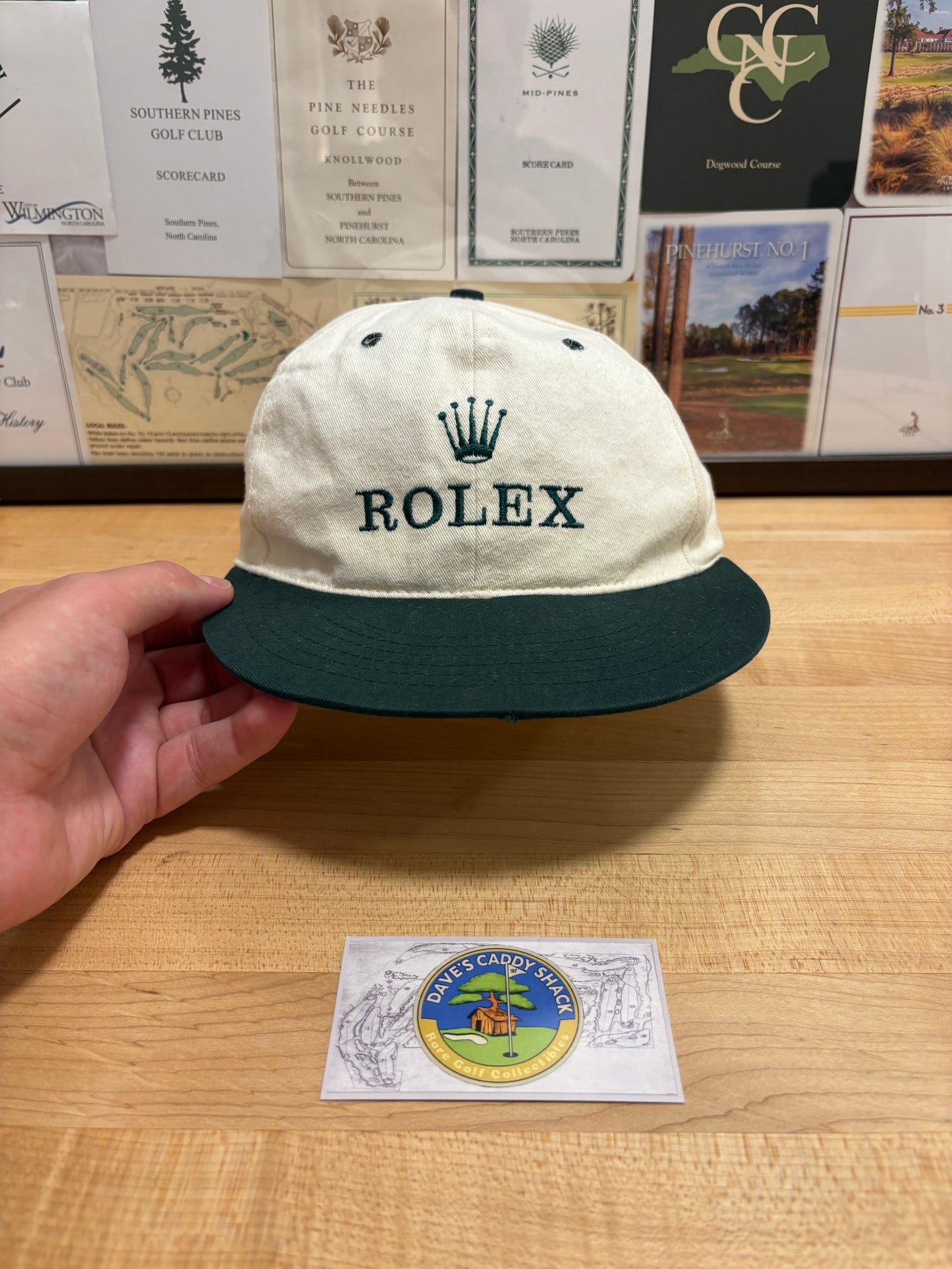 1990s Vintage Rolex Texace Golf Hat Cream/Black