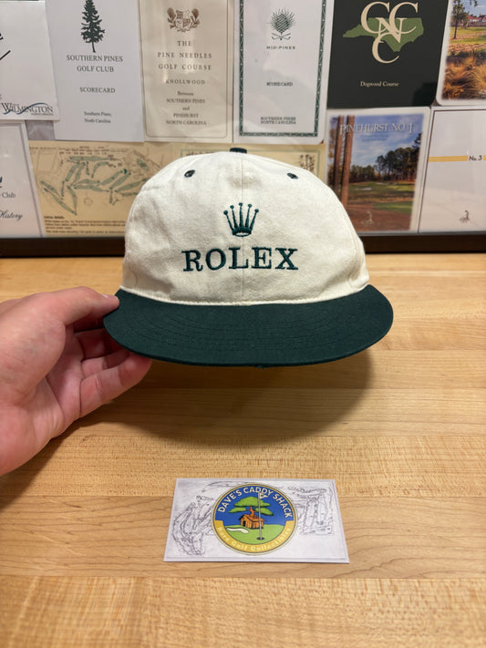1990s Vintage Rolex Texace Golf Hat Cream/Black