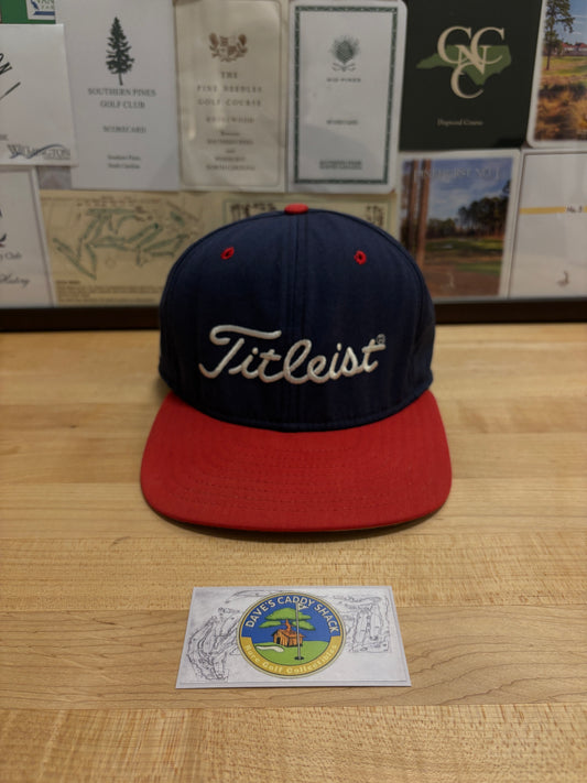 1990s Vintage Titleist FootJoy New Era Script Logo Hat Navy/Red