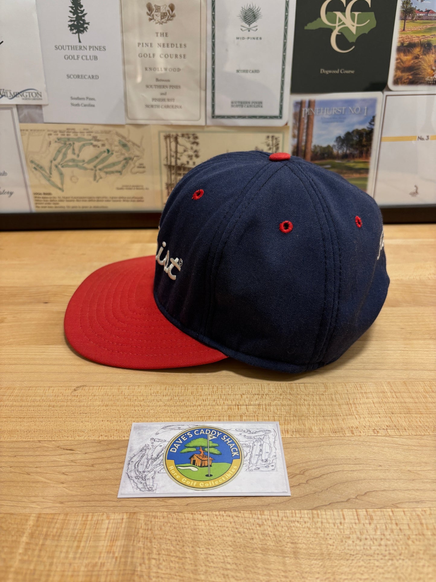 1990s Vintage Titleist FootJoy New Era Script Logo Hat Navy/Red