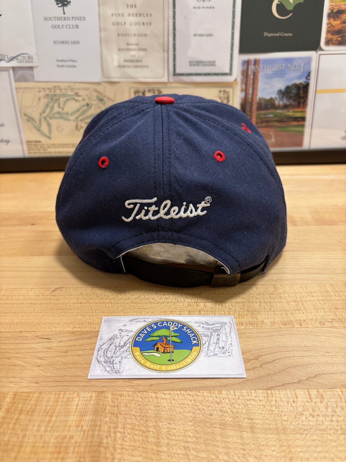 1990s Vintage Titleist FootJoy New Era Script Logo Hat Navy/Red