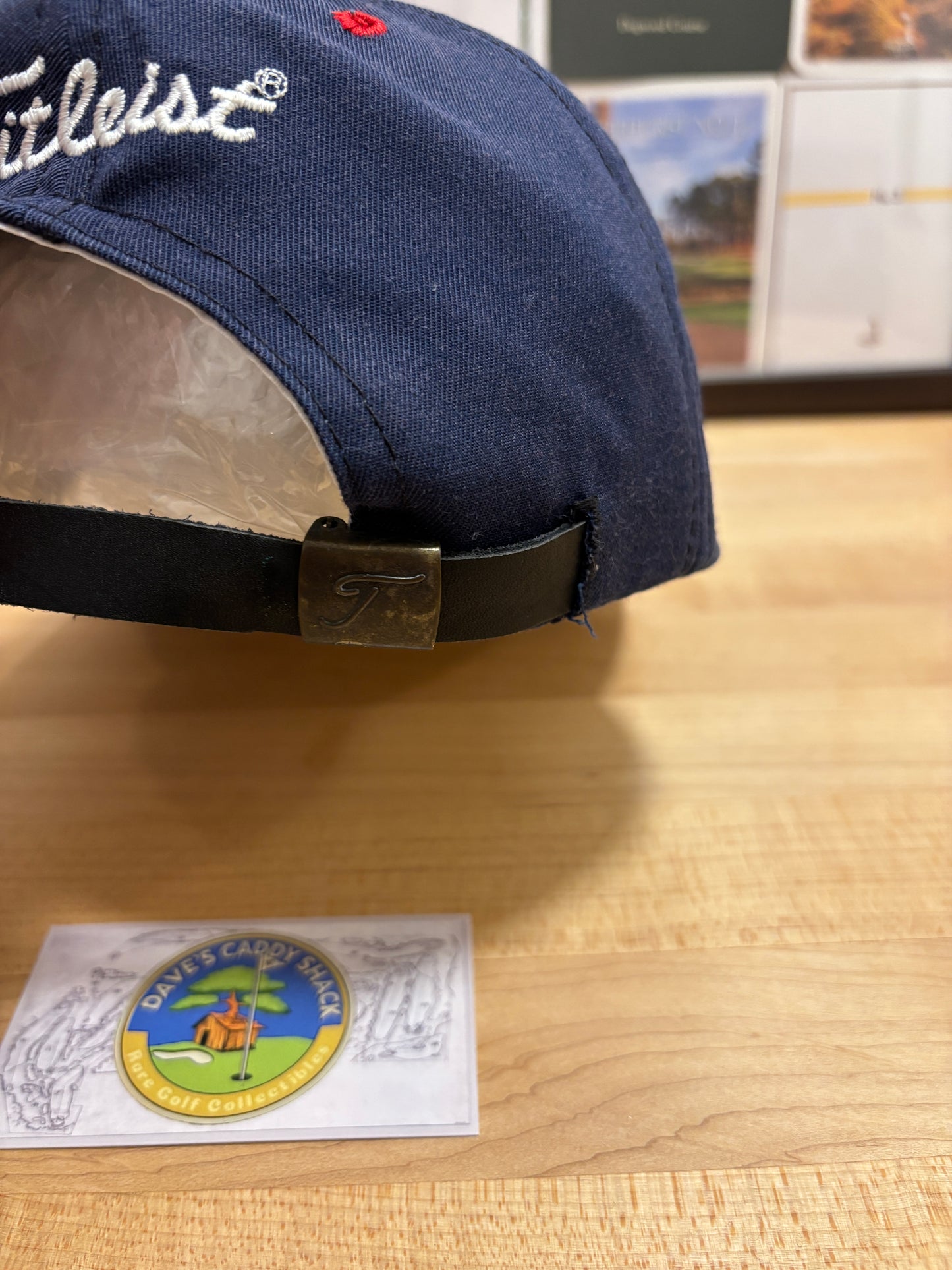 1990s Vintage Titleist FootJoy New Era Script Logo Hat Navy/Red