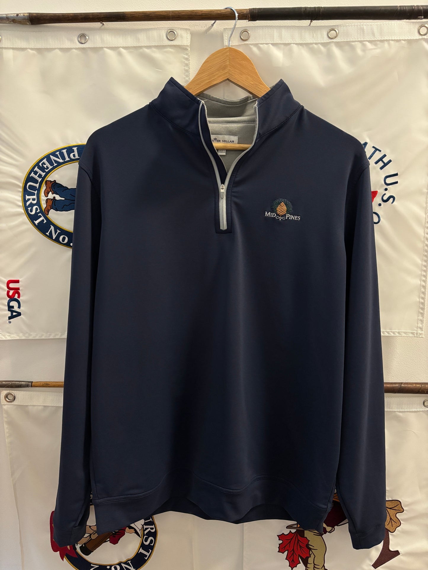 2020s Mid Pines Golf Club Peter Millar Quarter Zip Navy