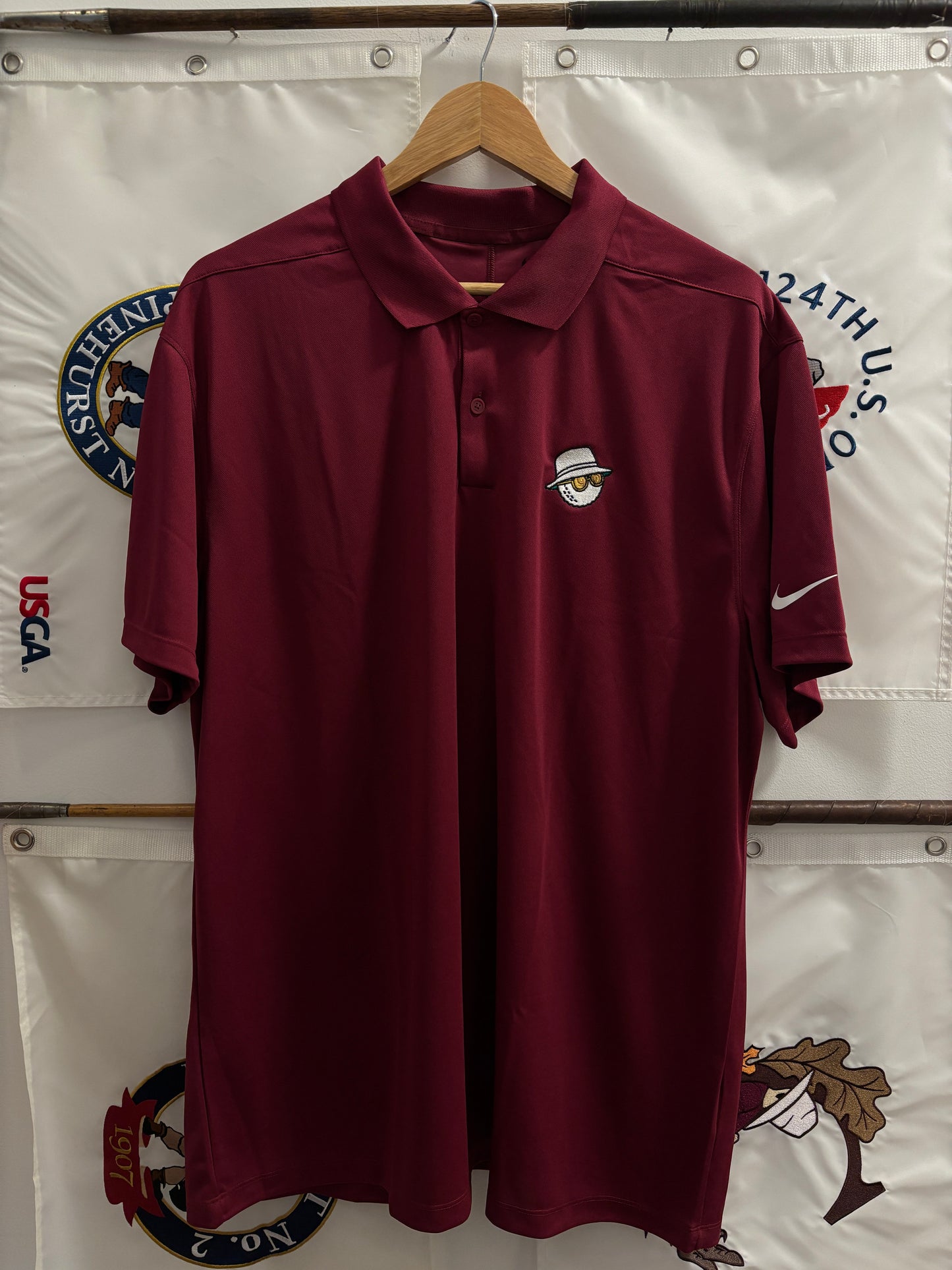 2020s Malbon Nike Dri Fit Buckets Logo Polo Burgundy