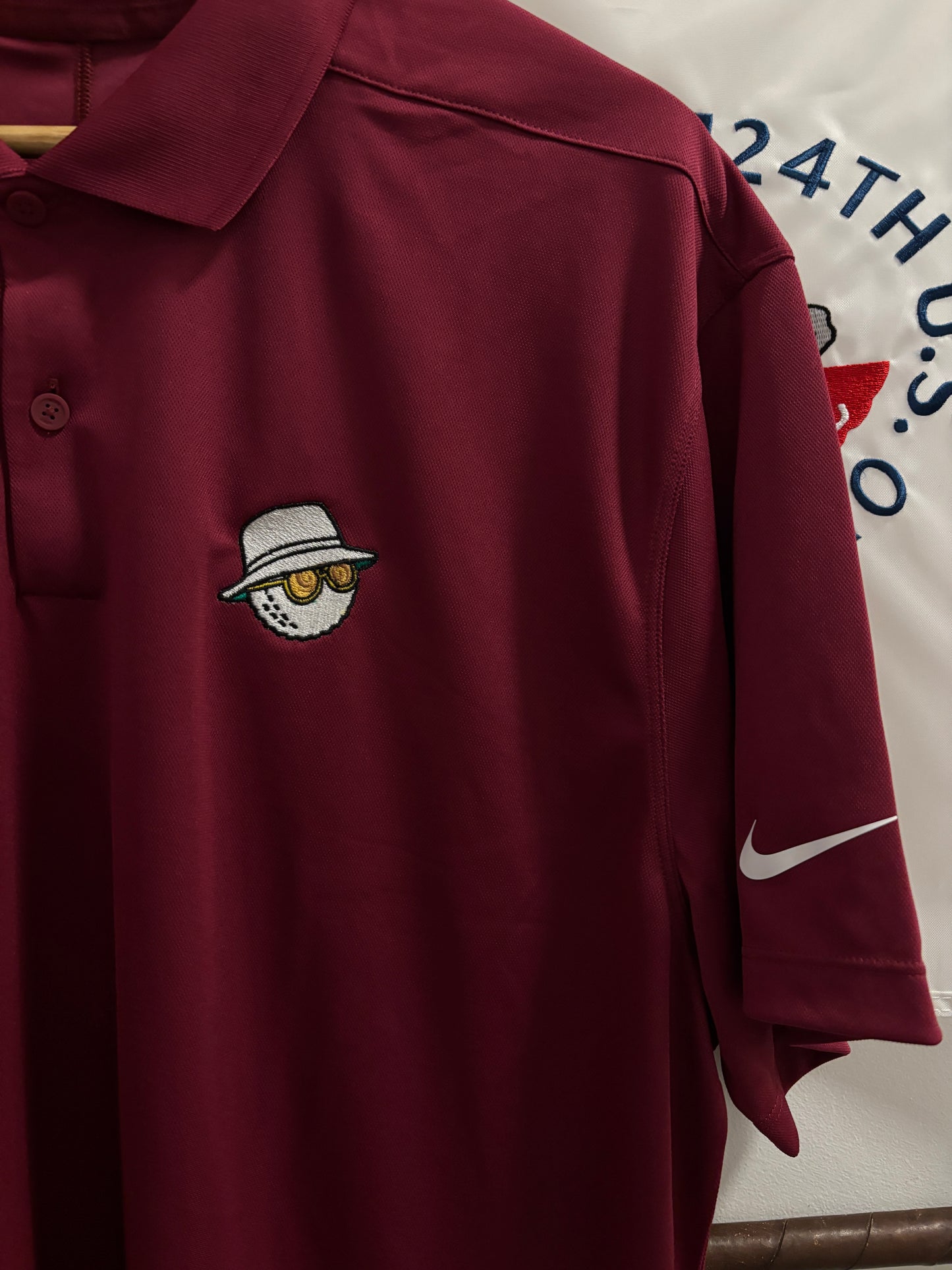 2020s Malbon Nike Dri Fit Buckets Logo Polo Burgundy