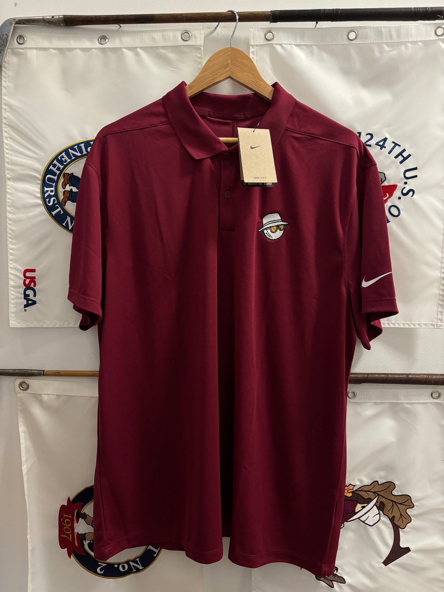 2020s Malbon Nike Dri Fit Buckets Logo Polo Burgundy