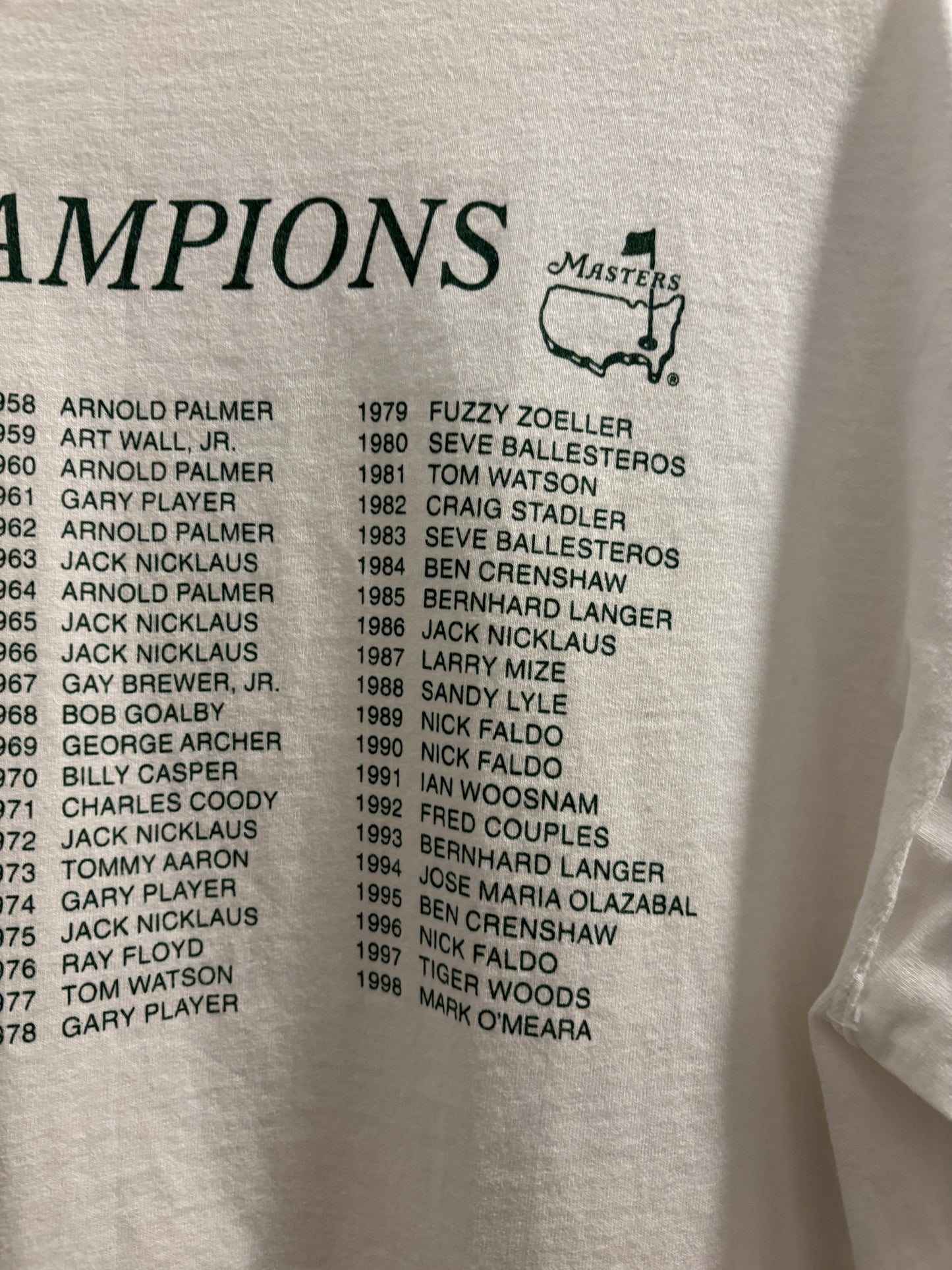 1990s Vintage 1999 Masters Champions T Shirt