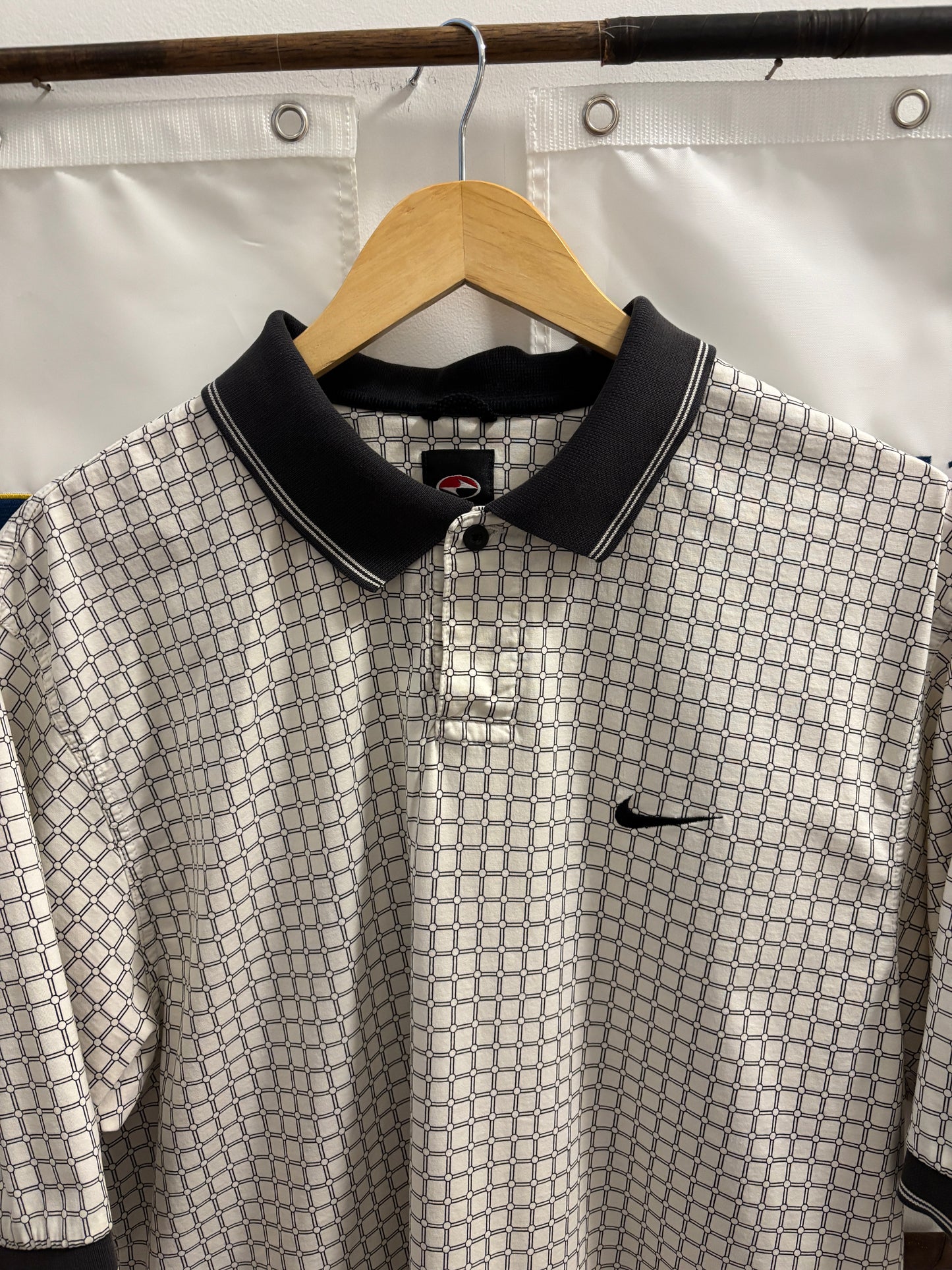 1990s Vintage Nike Golf Tiger Woods Yin Yang All Over Pattern Polo