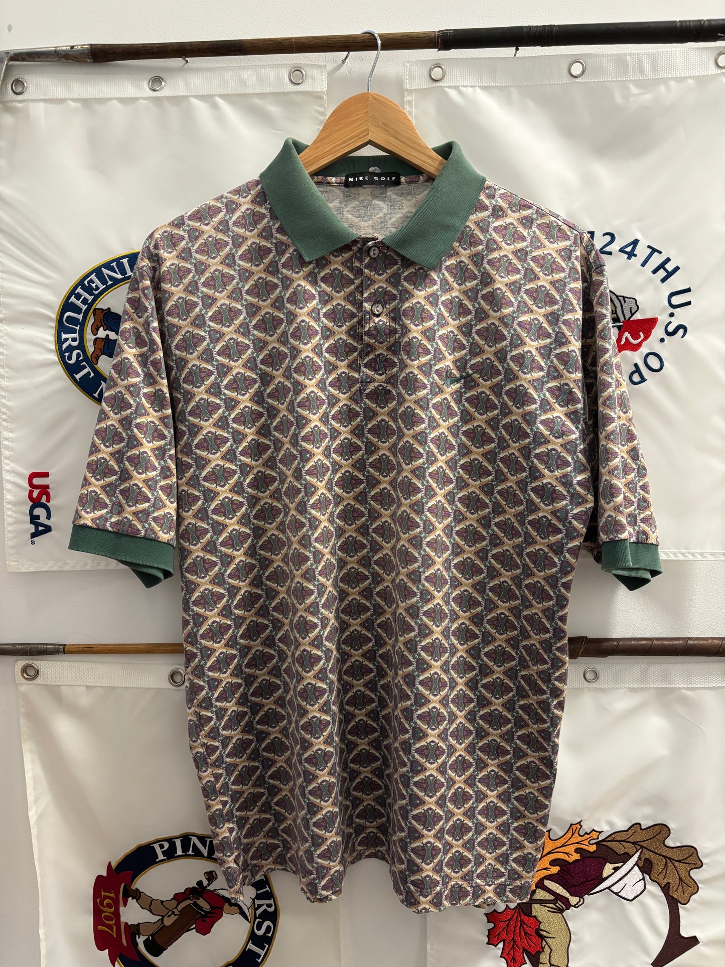 1990s Vintage Nike Golf All Over Pattern Polo