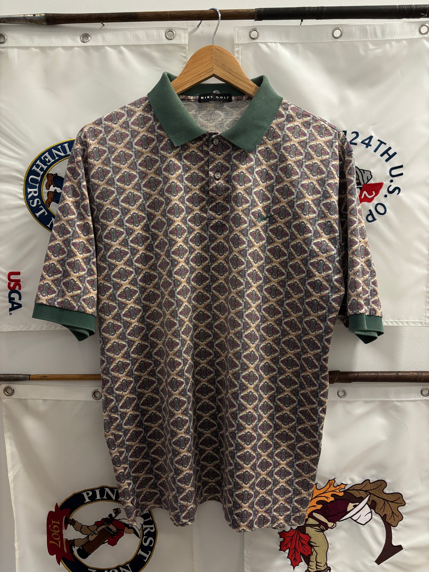 1990s Vintage Nike Golf All Over Pattern Polo