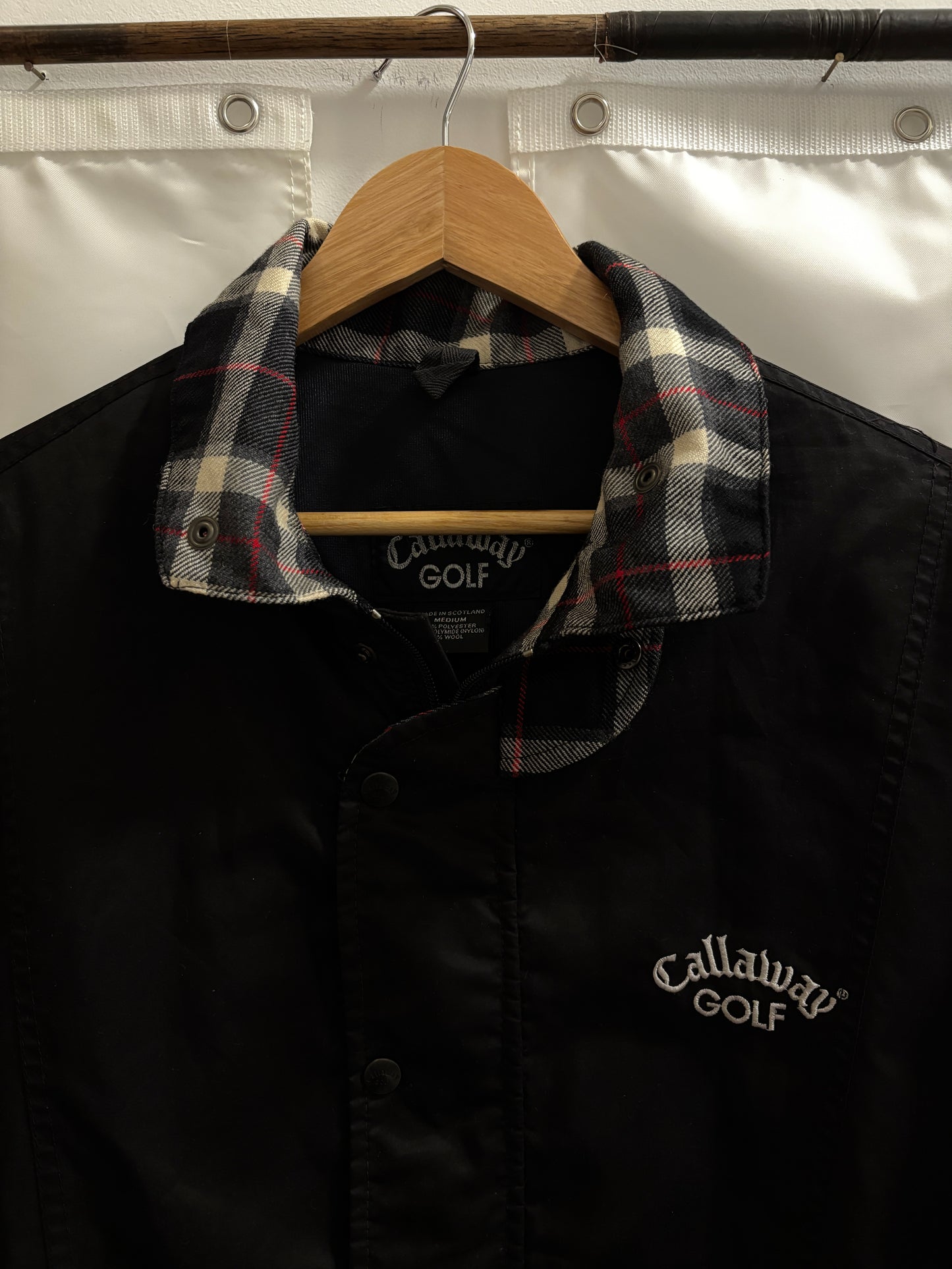 1990s Vintage Callaway Golf Black/Tartan Windbreaker Jacket