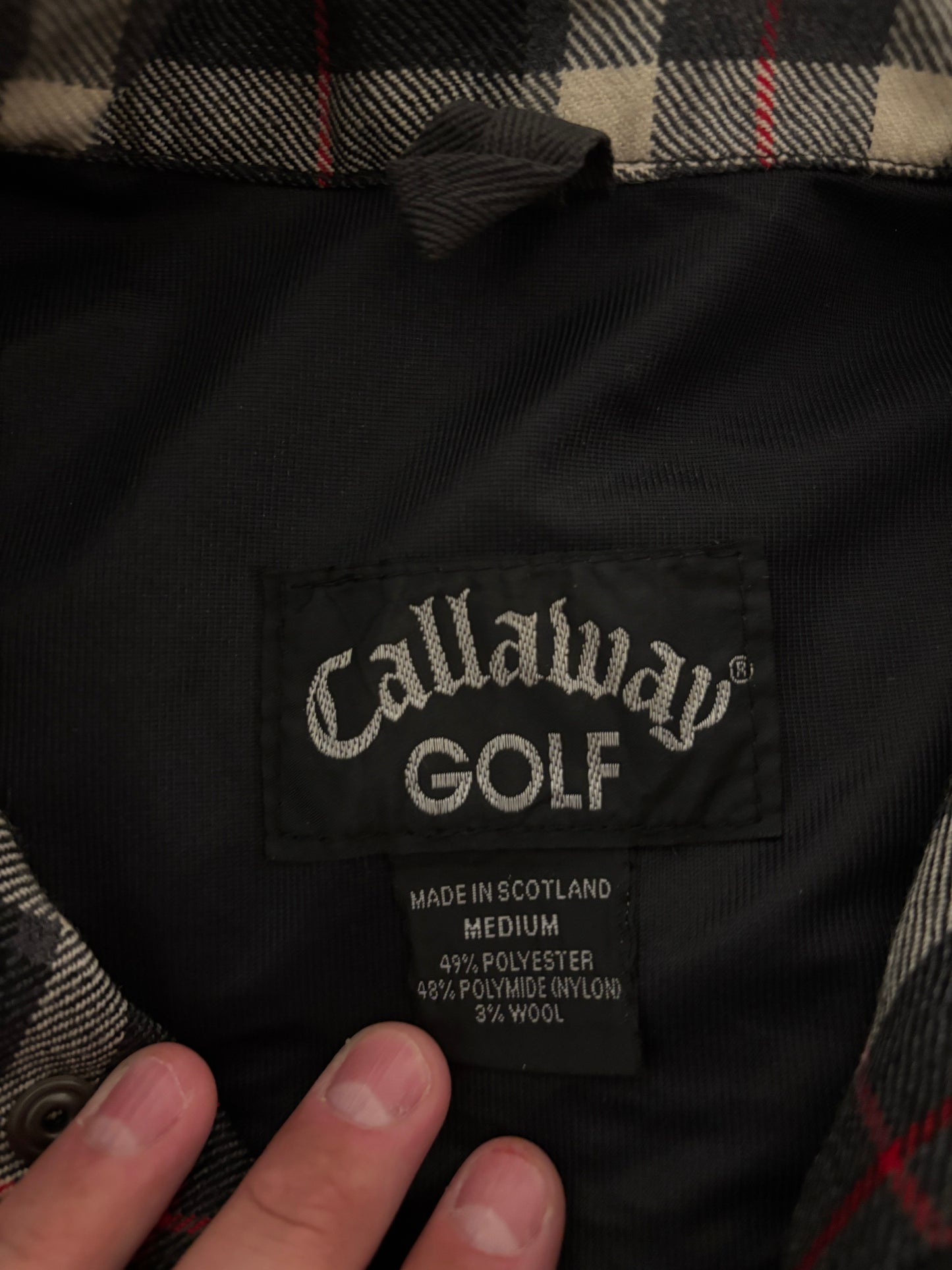1990s Vintage Callaway Golf Black/Tartan Windbreaker Jacket