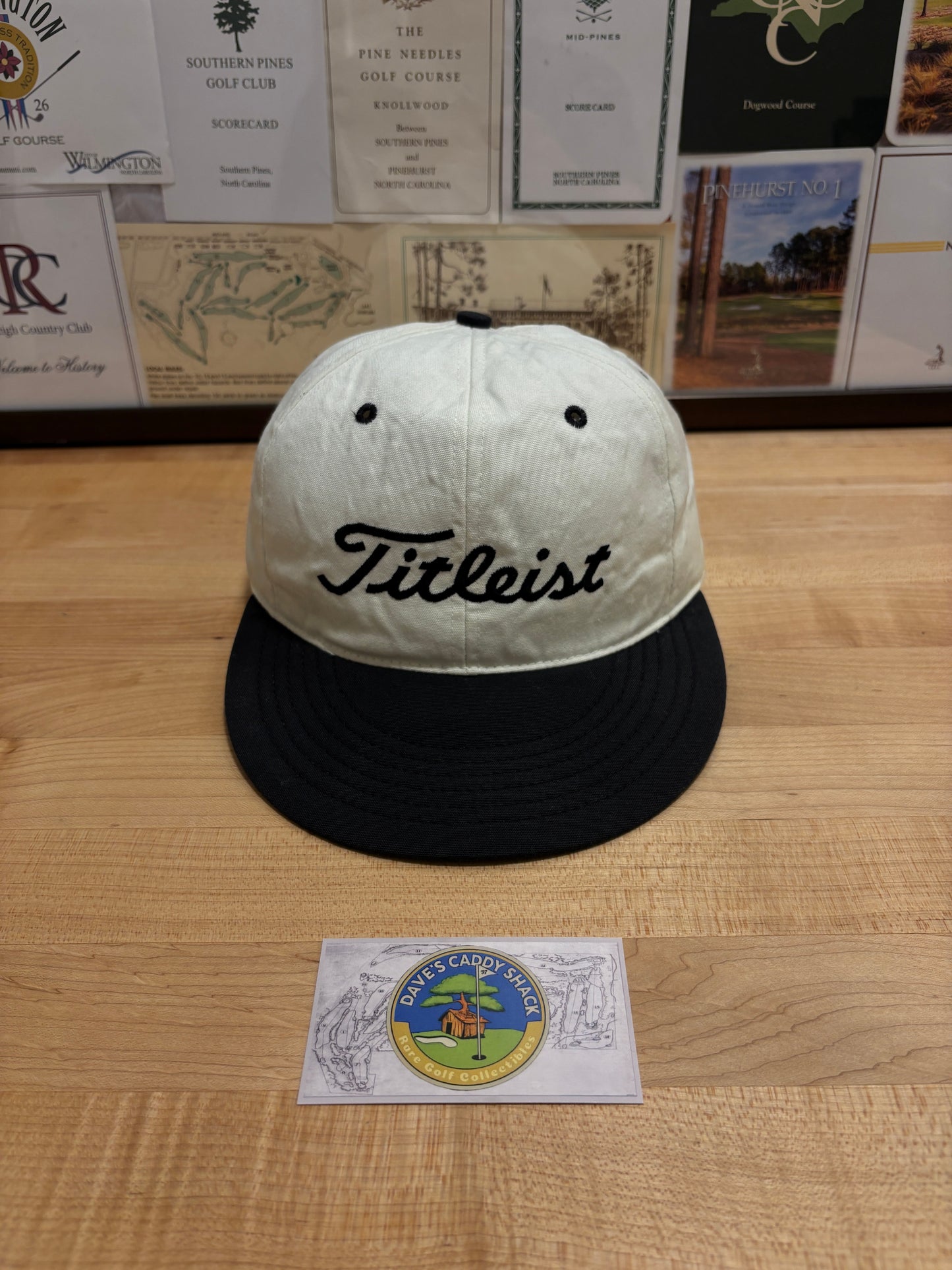1990s Vintage Titleist Texace Script Logo Hat White/Black