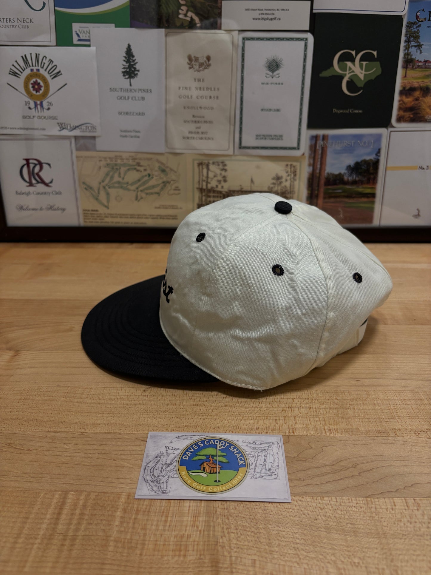 1990s Vintage Titleist Texace Script Logo Hat White/Black