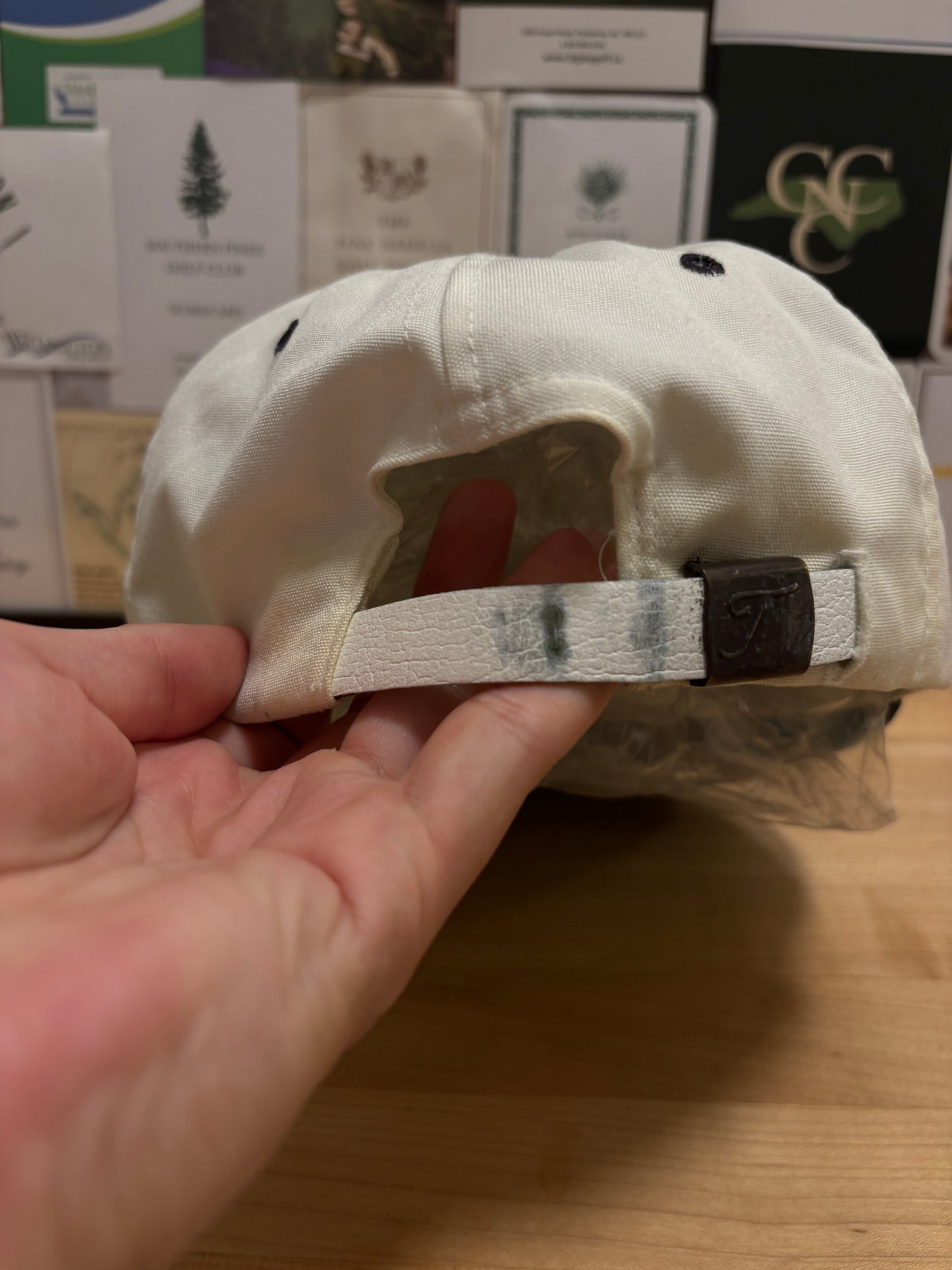 1990s Vintage Titleist Texace Script Logo Hat White/Black