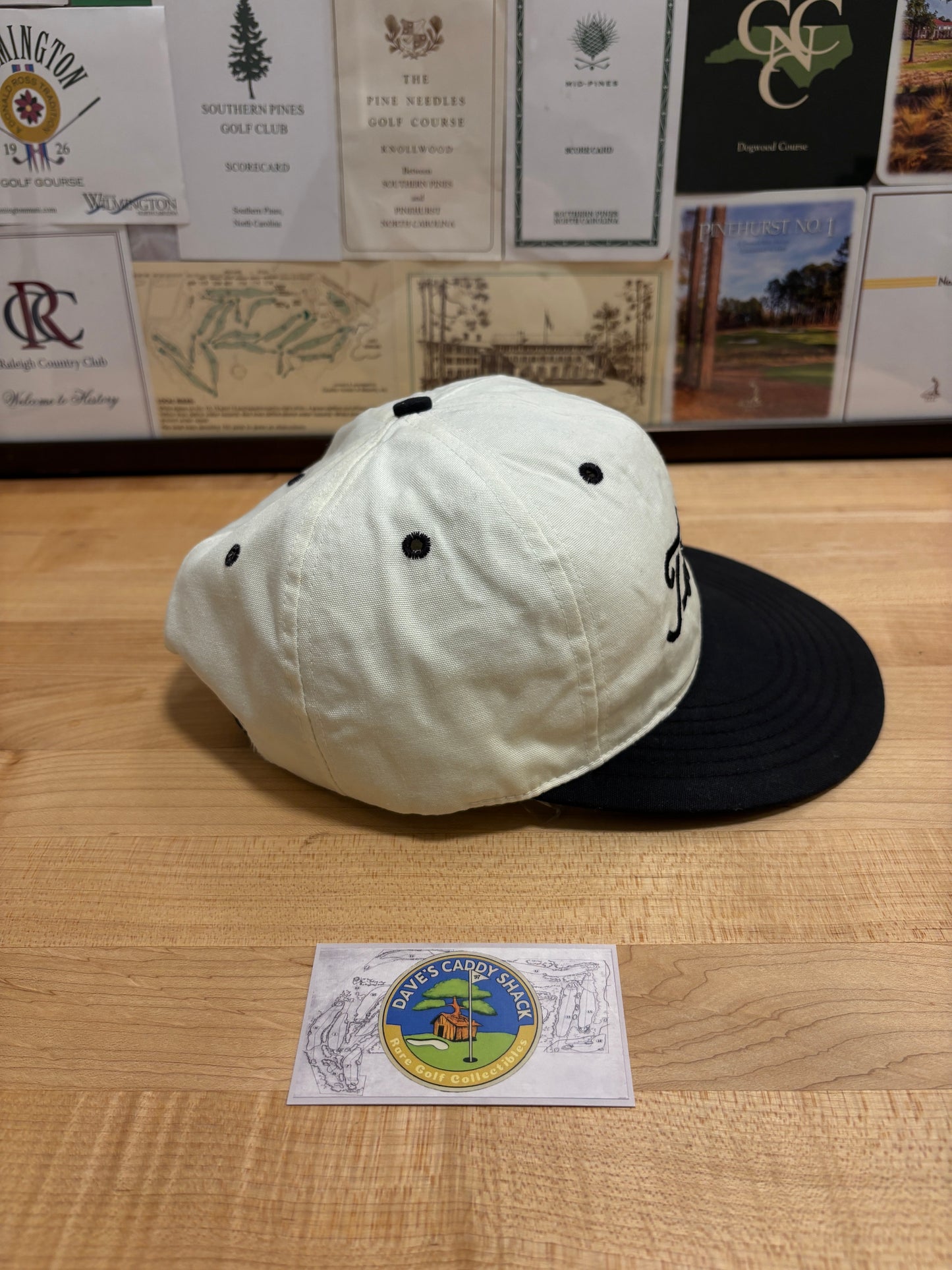 1990s Vintage Titleist Texace Script Logo Hat White/Black
