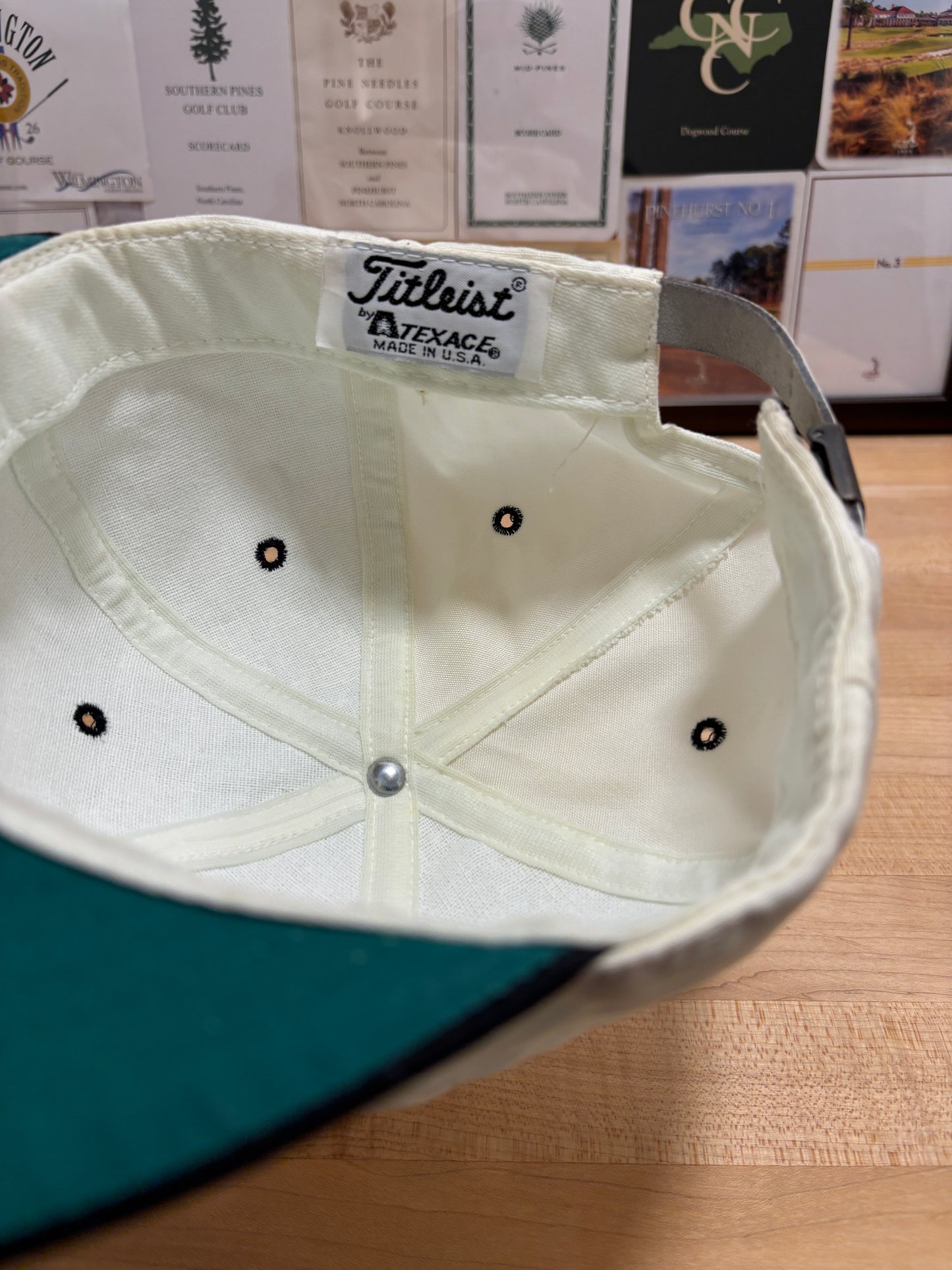 1990s Vintage Titleist Texace Script Logo Hat White/Black