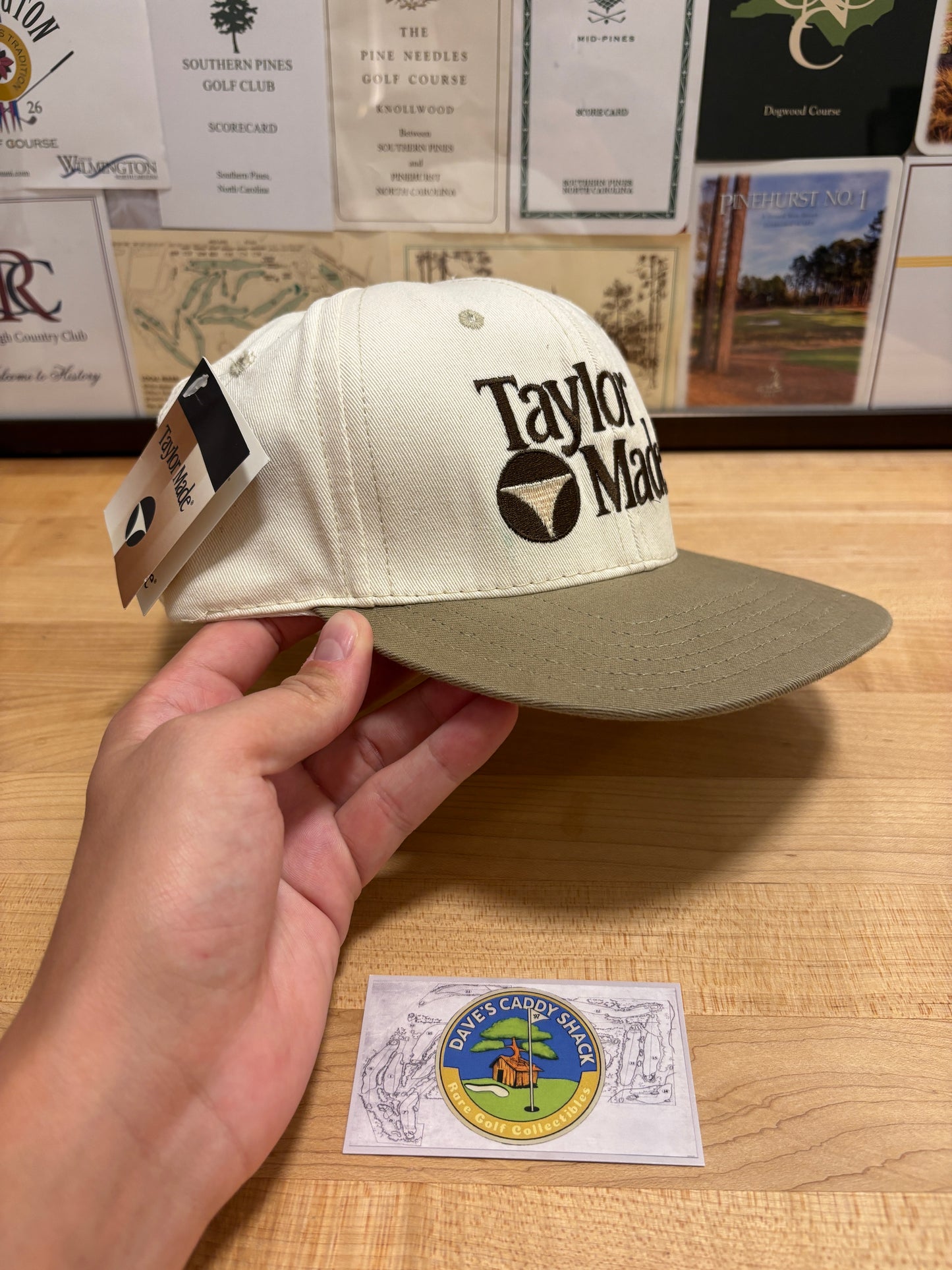 1990s Vintage Taylormade Classic Logo Hat Cream/Green