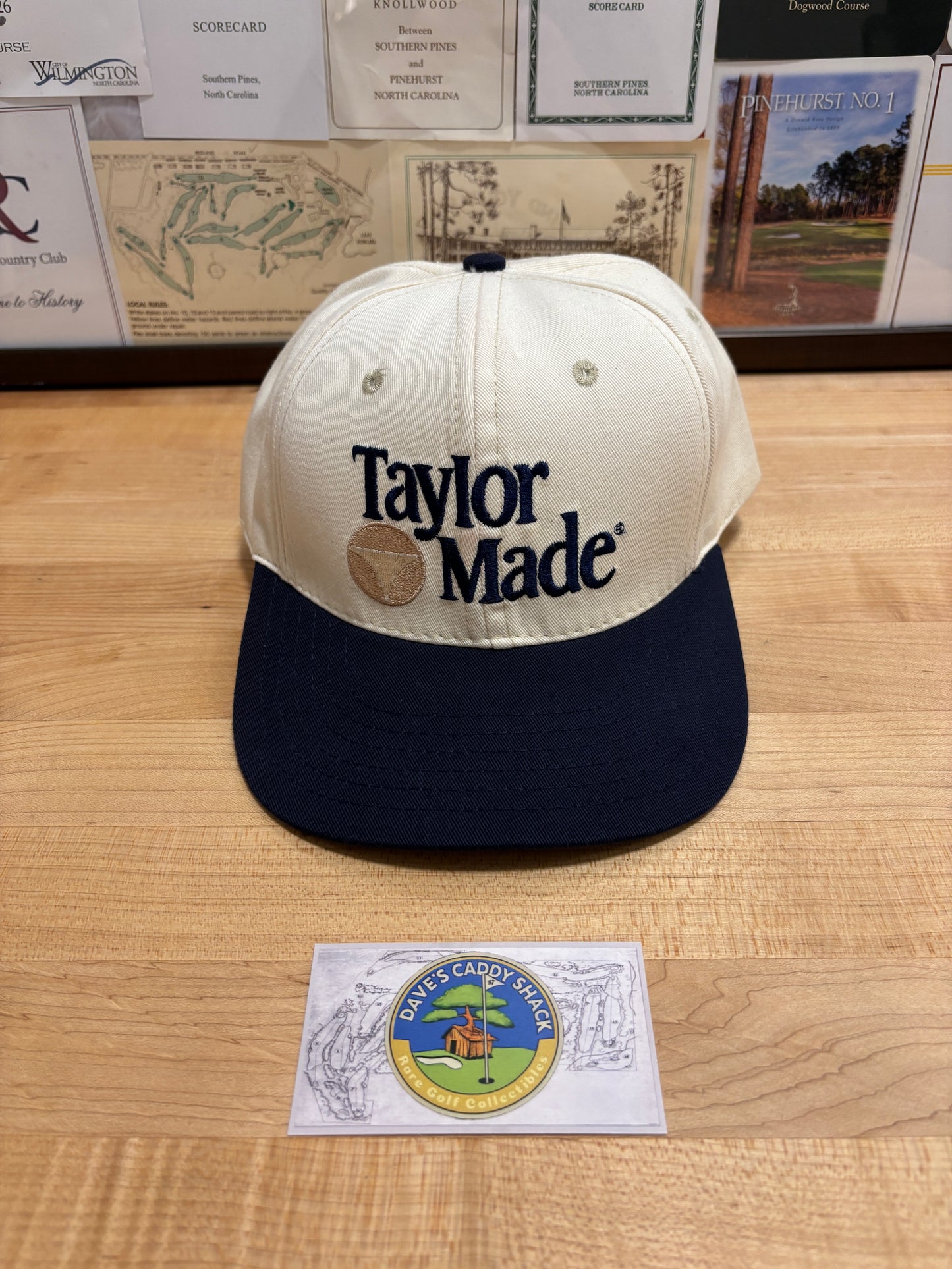 1990s Vintage Taylormade Classic Logo Hat Cream/Navy
