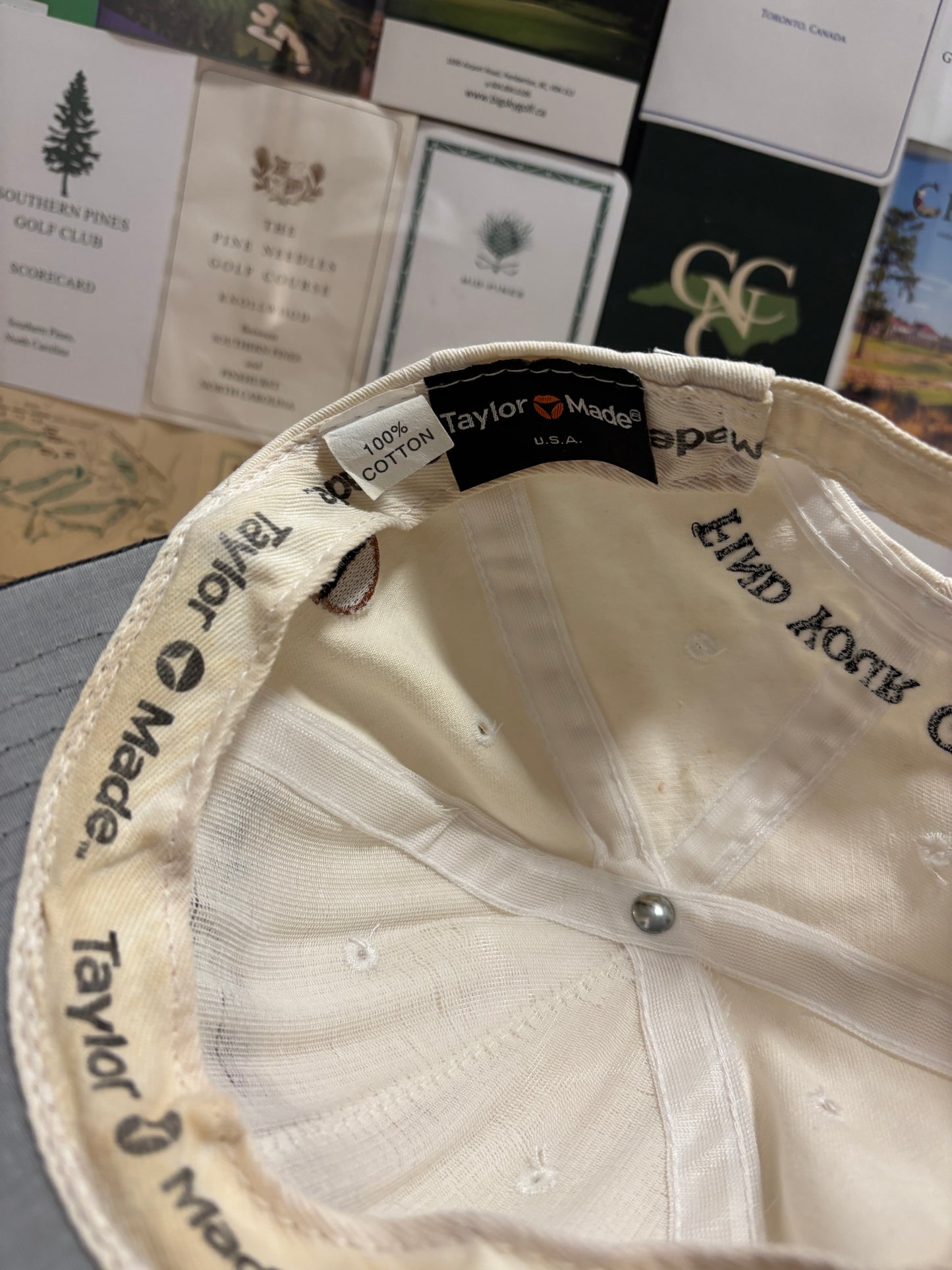 1990s Vintage Taylormade Script Logo Hat White/Black