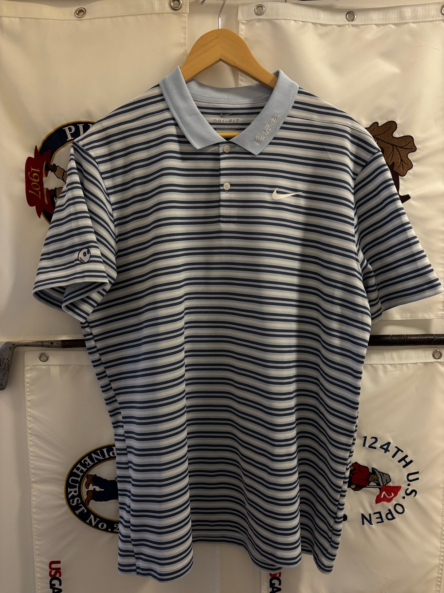 Malbon Nike Buckets Logo Striped Polo