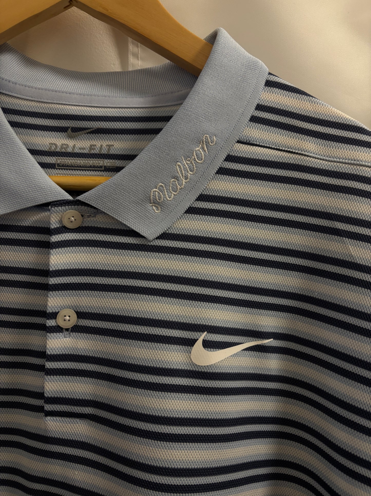 Malbon Nike Buckets Logo Striped Polo