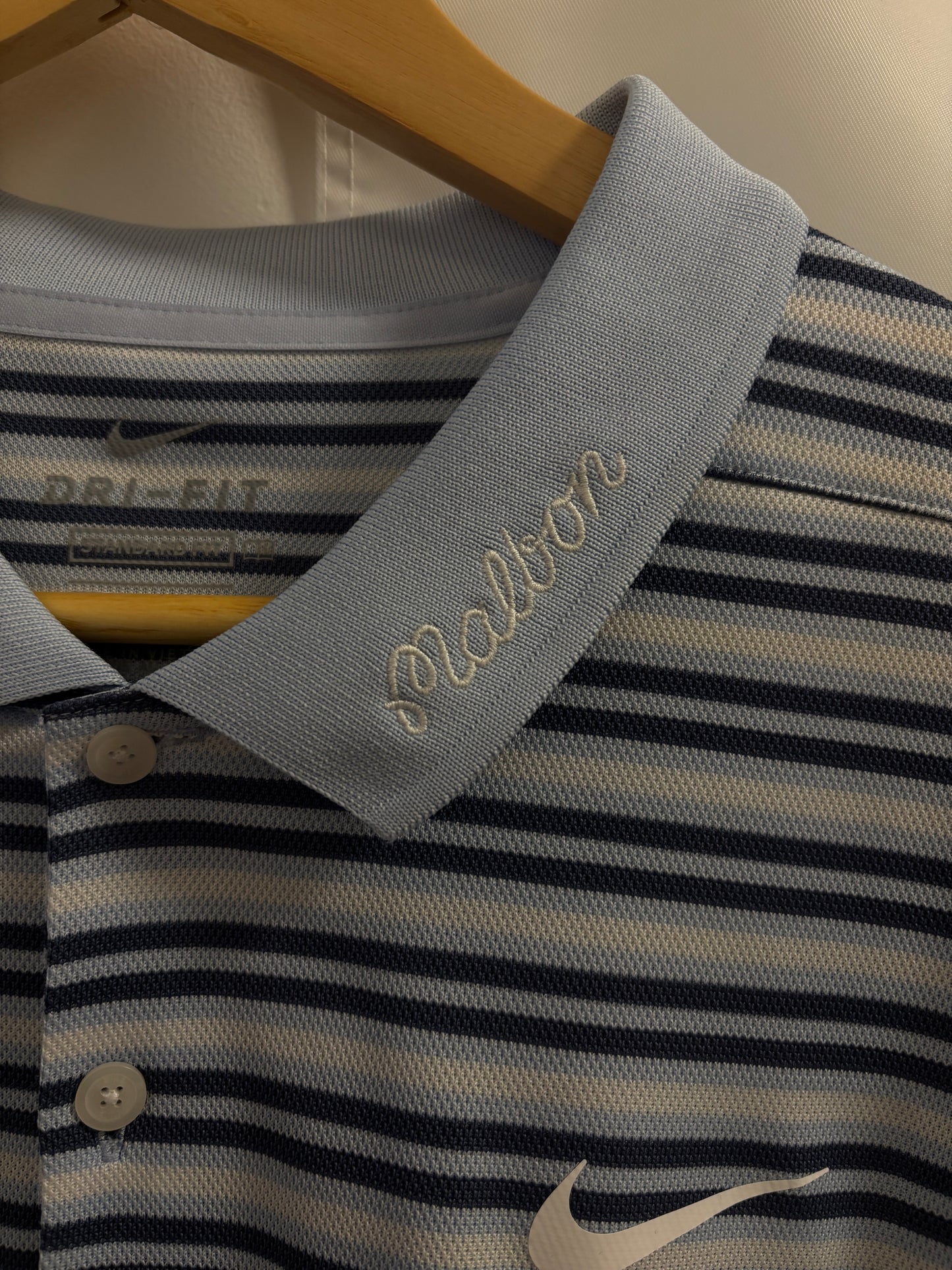 Malbon Nike Buckets Logo Striped Polo